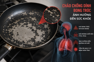 Chảo chống dính bị bong tróc có thể ảnh hưởng đến sức khỏe